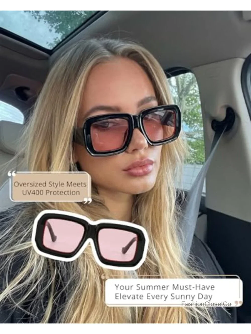 Oversized Chunky Square Sunglasses UV400 Women Designer Shades